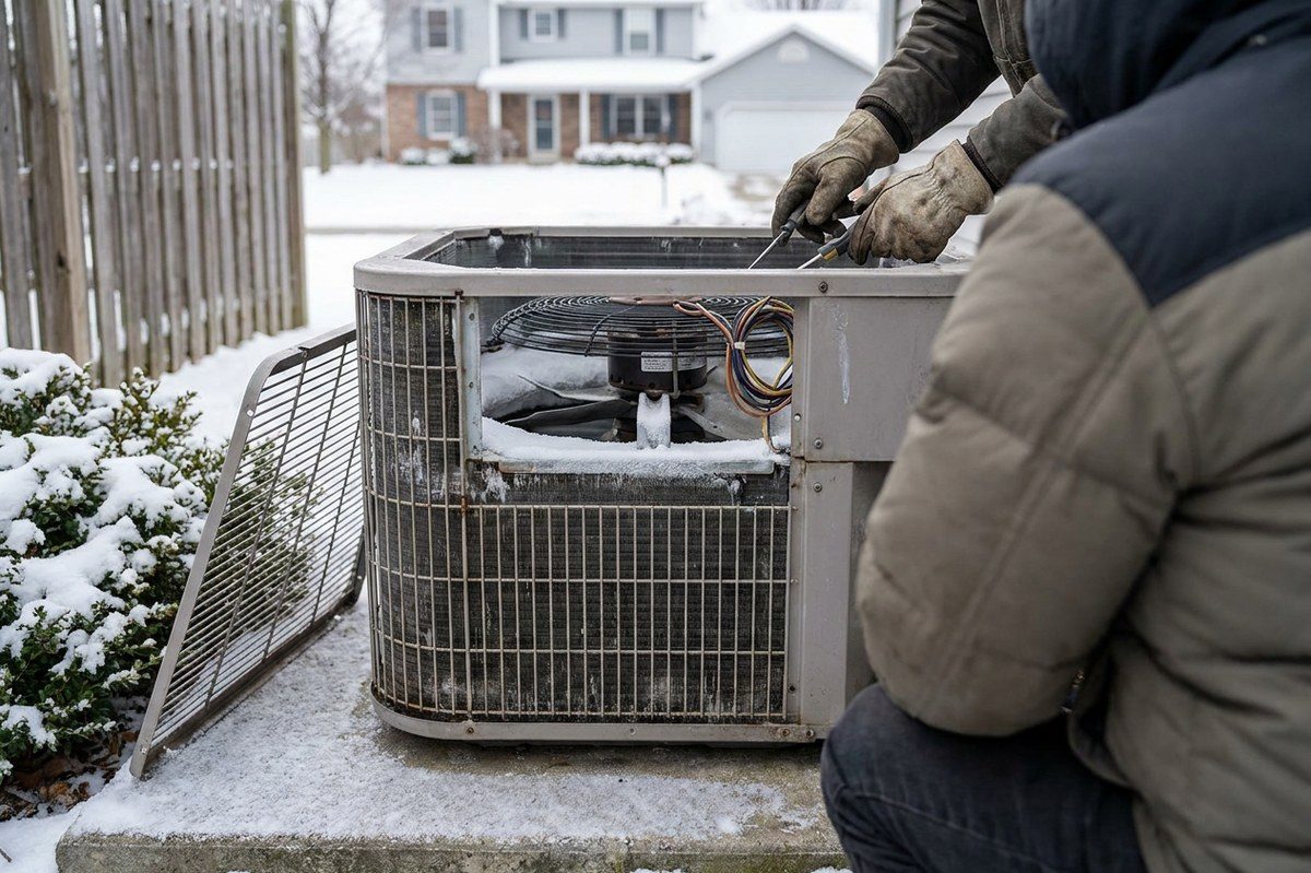 Heat Pump Repair technician at work